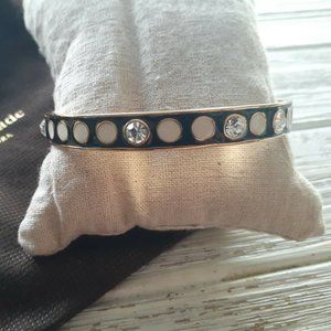 Kate Spade Spotlight Black Cream Enamel Polka Dot Rhinestone Bangle